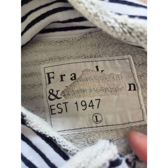 FRANK & EILEEN Mini Belfast Crop Peacoat Navy French Stripe sz Large - Picture 3 of 5